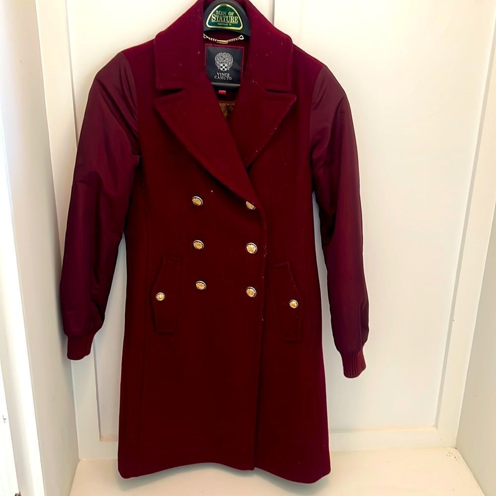 Vince Camuto Wool and Nylon Sleeves Pea Coat